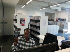 A volunteer at the Brent Museum and Archives smiling at the camera.